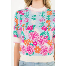 Load image into Gallery viewer, Short Sleeve Floral Knit Top

