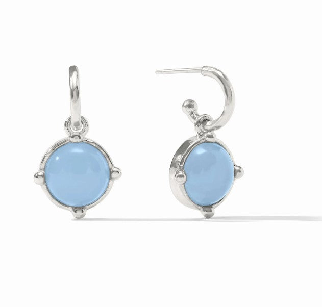 Silver Chalcedony Blue Honeybee Hoop & Charm Earring