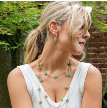 Load image into Gallery viewer, Turquoise Berry Clover Double Sided Necklace 16" + 2"
