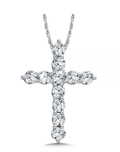 14K Yellow Gold Diamond Cross Necklace