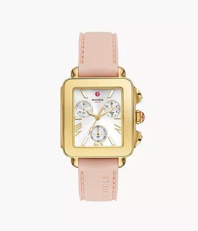 Deco Sport Chronograph Gold-Plated Ballet Pink Silicone Watch