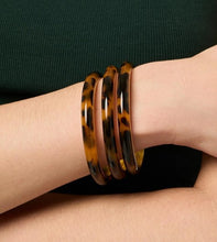 Load image into Gallery viewer, Tortoiseshell Green Madison Statement Bangle
