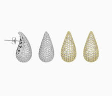Load image into Gallery viewer, Gold/Silver CZ Drop Shape Earrings

