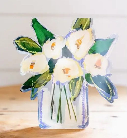 White Floral Acrylic Bloom Block Large