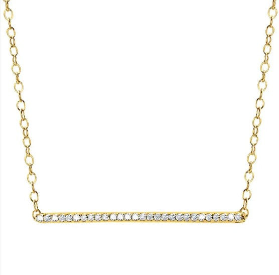 14K Yellow Gold Diamond Bar Necklace