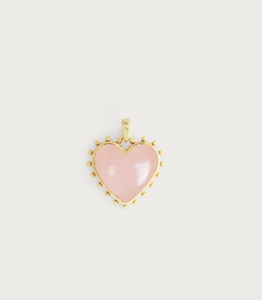 Heart with Stone Charm - Rose Quartz