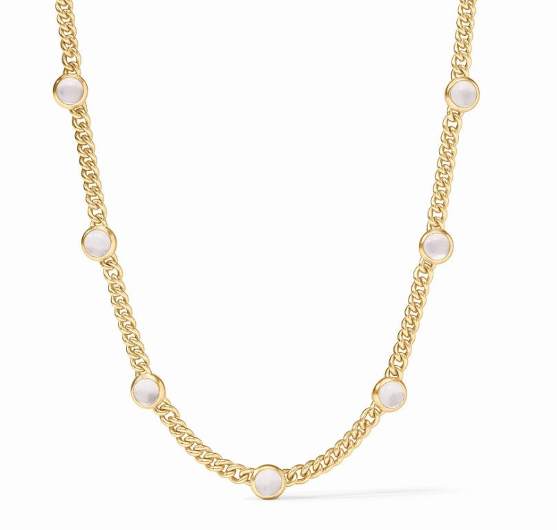Dolce Iridescent Clear Crystal Delicate Station Necklace