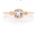 14K Yellow Gold White Topaz and Diamond Ring