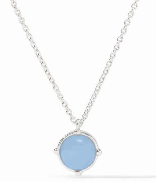 Silver Chalcedony Blue Honeybee Solitaire Necklace