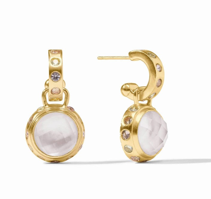 Iridescent Clear Crystal Rainbow Hoop & Charm Earring