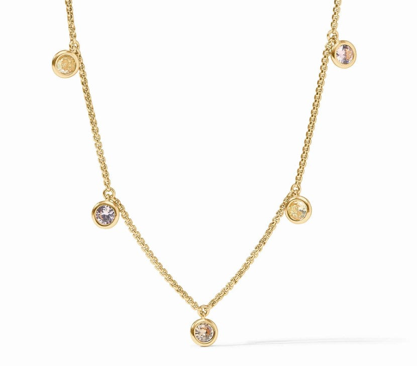 Champagne Radiance Rainbow Delicate Charm Necklace