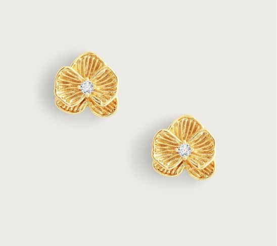 Orchid Gold Stud Earrings