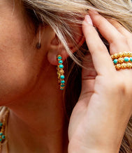 Load image into Gallery viewer, Turquoise Berry Gem Medium Hoop Earrings
