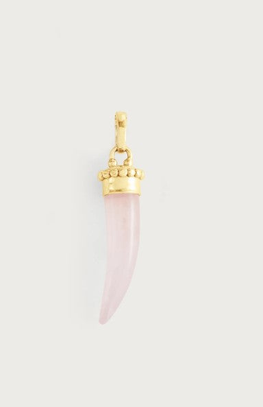 Milos Stone Horn Charm, Rose Quartz