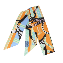 Load image into Gallery viewer, Vibrant Mosaic Skinny Silk Scarf
