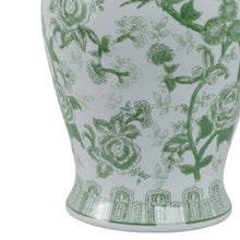 Load image into Gallery viewer, Ceramic Bird Flower Decorative Temple Jar - Green, 18 in.
