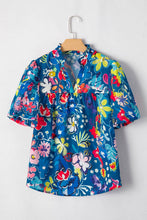 Load image into Gallery viewer, Flower Print Collared Puff Short Sleeve Loose Blouse | S-XL
