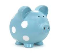 Large Pig Blue w/ White Dot Piggy Bank