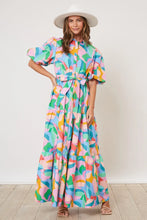 Load image into Gallery viewer, Multicolor Print Belted Maxi Dress
