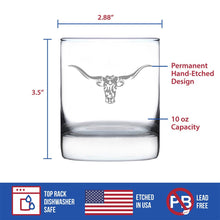 Load image into Gallery viewer, Longhorn Whiskey Rocks Glass - 10 oz.
