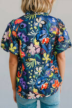 Load image into Gallery viewer, Flower Print Collared Puff Short Sleeve Loose Blouse | S-XL
