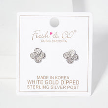 Load image into Gallery viewer, Pave-Set 10mm Quatrefoil 18K-Gold-Dipped Stud Earrings
