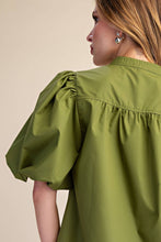 Load image into Gallery viewer, Bubble Sleeve V-Neck Stand Collar Shirt
