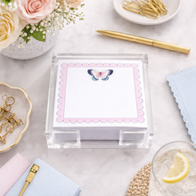 Load image into Gallery viewer, Acrylic Holder &amp; Notepad, Butterfly - 5x5 Inch
