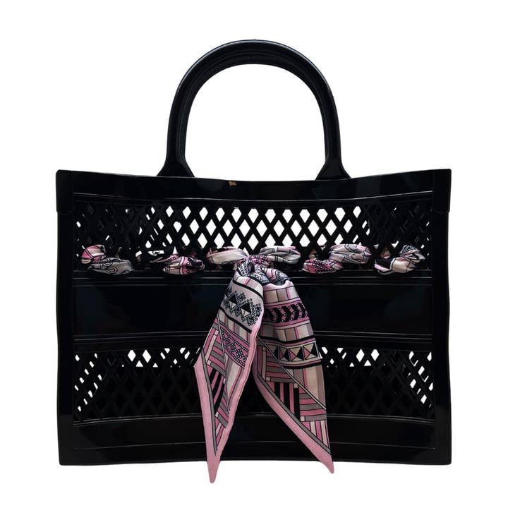 The Soleil Cutout Jelly Tote with Scarf