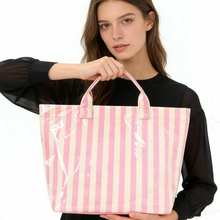 Load image into Gallery viewer, Large Striped Vinyl Tote Bags
