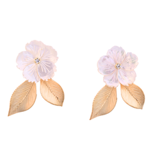 Load image into Gallery viewer, The Pink Reef Hand Carved Mother of Pearl Stud Earring

