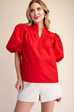 Load image into Gallery viewer, Bubble Sleeve V-Neck Stand Collar Shirt
