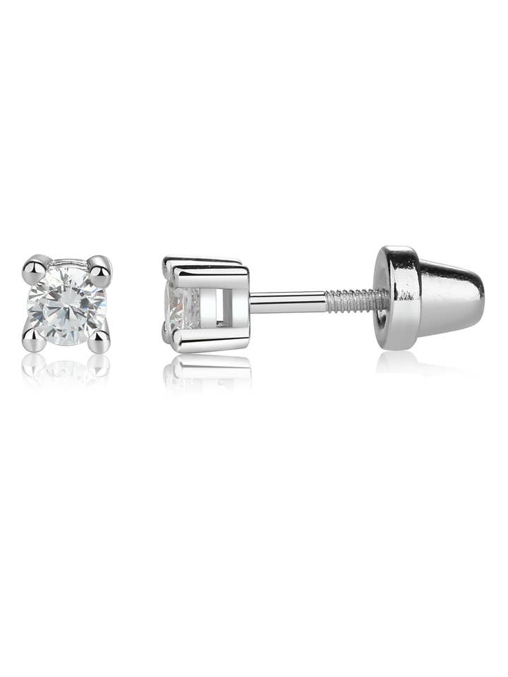 SS Clear CZ Stud Earrings