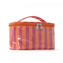 Load image into Gallery viewer, Striped Vinyl Cosmetic Makeup Pouch Bag
