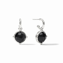 Load image into Gallery viewer, Obsidian Black Silver Honeybee Hoop &amp; Charm Earring
