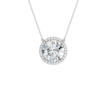 Load image into Gallery viewer, 14K WG Round Halo Pendant Necklace
