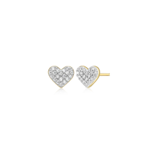 Load image into Gallery viewer, Heart Stud Earrings in 14K YG-Plated SS
