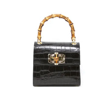 Load image into Gallery viewer, Genuine Italian Leather Bamboo Handle Bag
