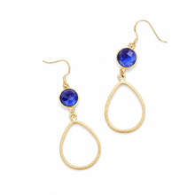 Load image into Gallery viewer, Medium Faceted Stone Gold Drop Earrings
