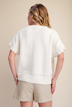 Load image into Gallery viewer, Cream Short-Sleeve Crew-Neck Sweater
