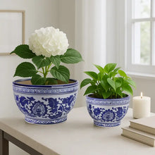 Load image into Gallery viewer, Blue/White Ceramic Chinoiserie Planters
