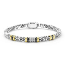 Load image into Gallery viewer, Two-Tone Black Ceramic Station Diamond Bracelet | 6mm

