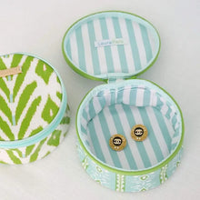 Load image into Gallery viewer, Rosemary Stripe Blue Round Jewelry Case
