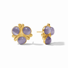 Load image into Gallery viewer, Blue Cat's Eye Cobblestone Statement Studs
