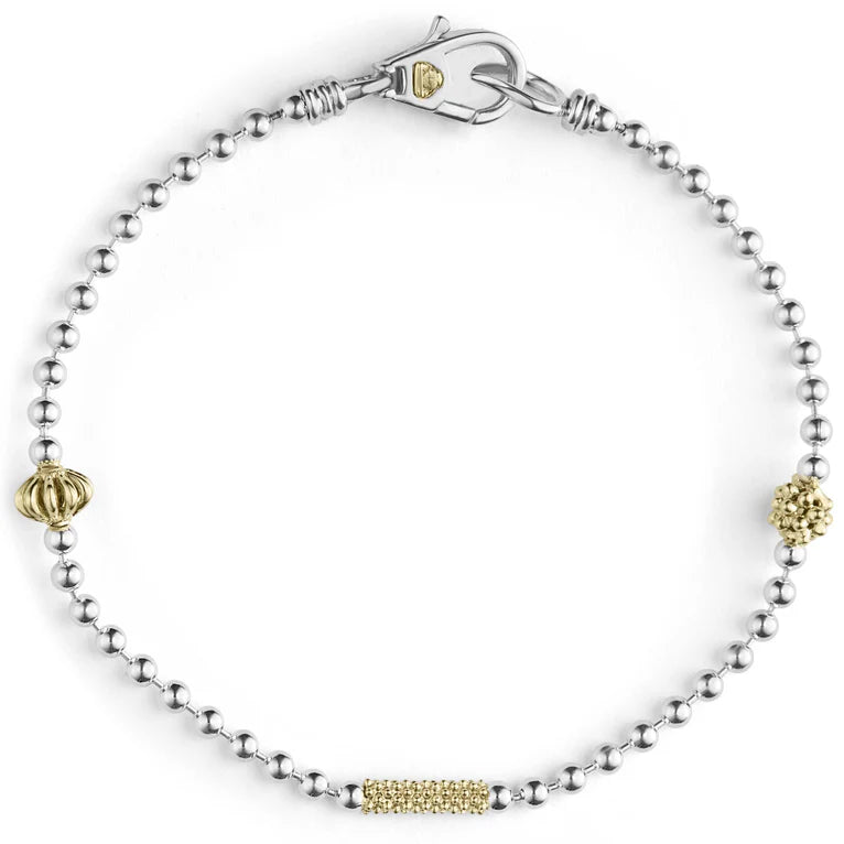 SS 18K Caviar Ball Chain Bracelet