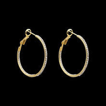 Load image into Gallery viewer, Gold Pave Hoop Earrings

