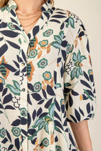 Load image into Gallery viewer, Floral Printed 3/4 Sleeve Shirt Dress
