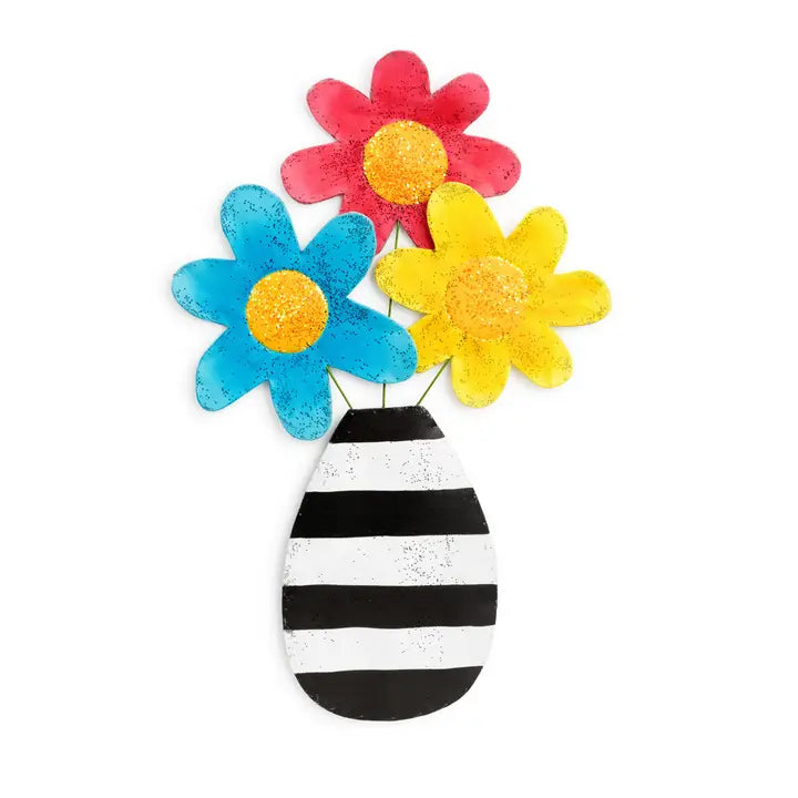 Cole & Co. Flowers in Striped Vase Door Hanger