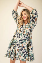 Load image into Gallery viewer, Floral Printed 3/4 Sleeve Shirt Dress
