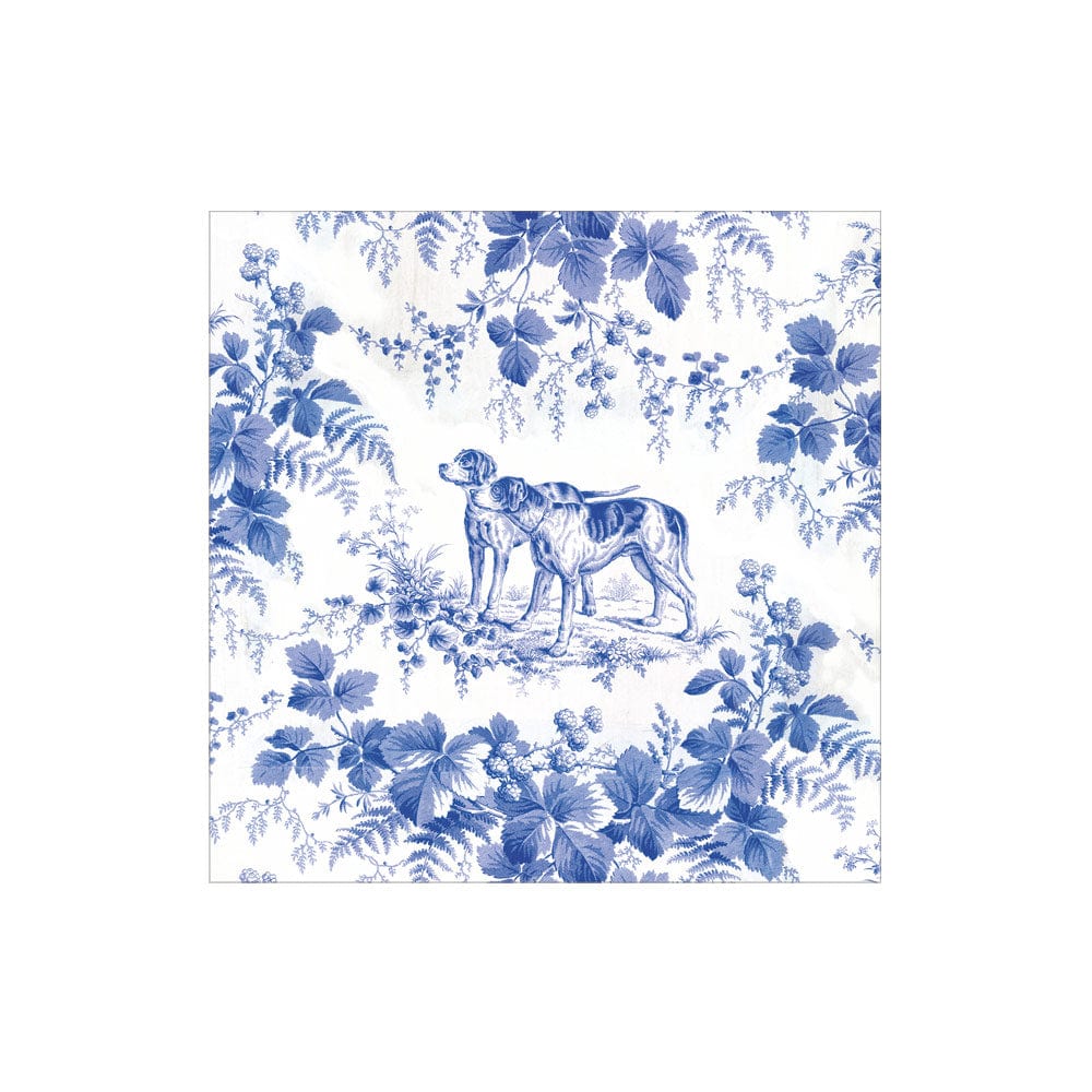 Hunting Toile Blue Cocktail Napkin